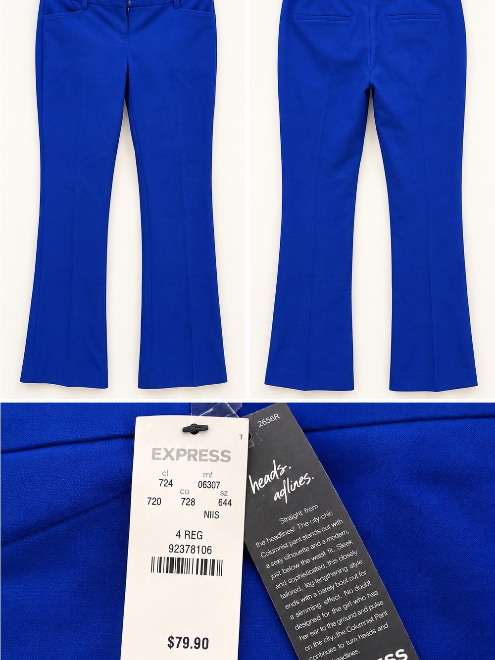 Express Royal Blue Boot Cut Dress Pants